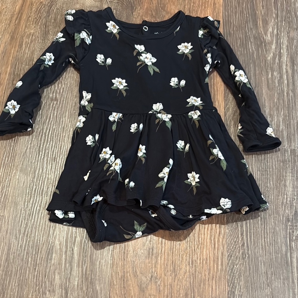 Kyte BABY Black Floral Long Sleeve Dress